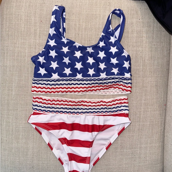 4th of July Red White & Blue Girls swimsuit - Picture 2 of 7
